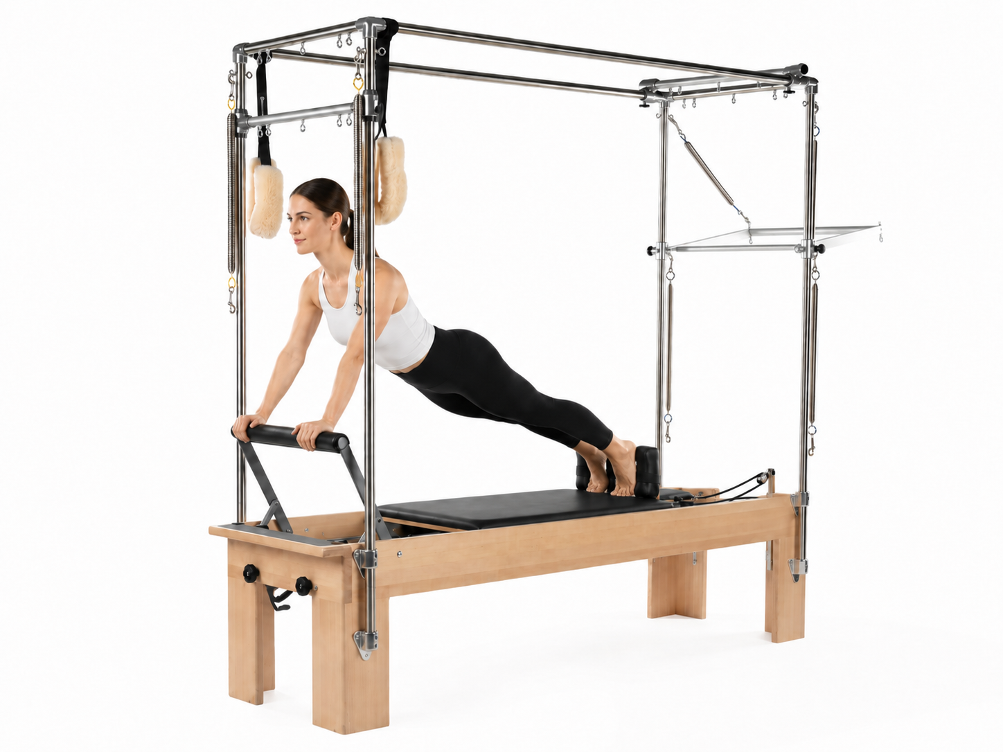 Woman exercising on a Pilates Cadillac