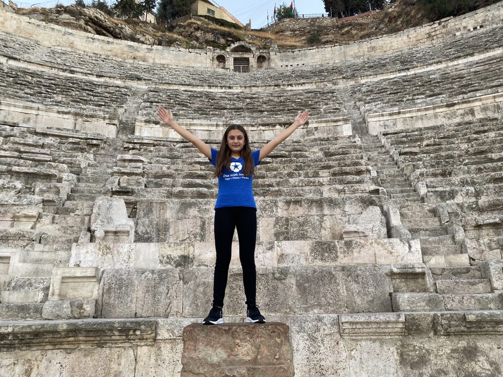 Child exercising in a Roman amphitheatre